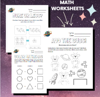 Space Theme Math Worksheets